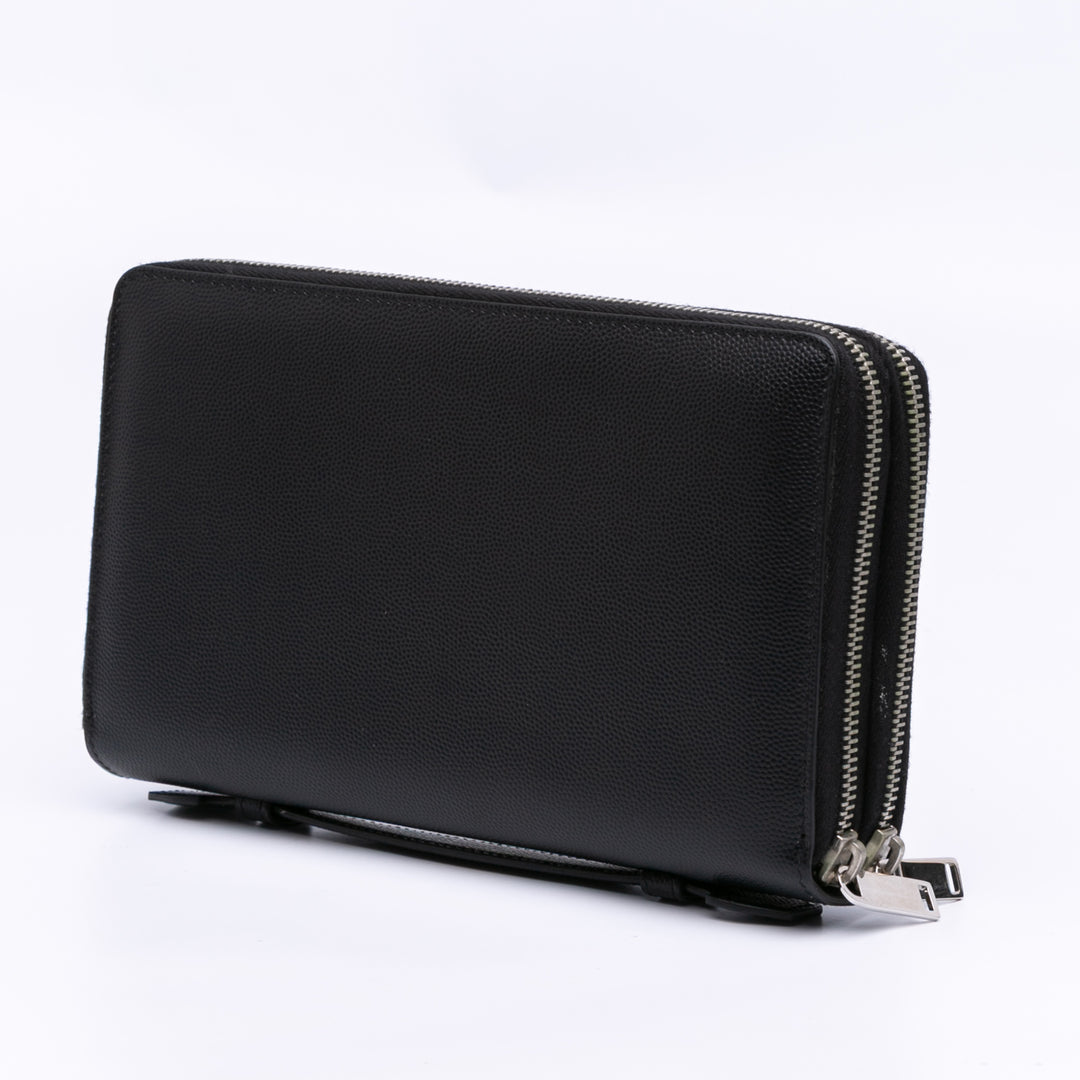 Grain De Poudre Double Zip Around Travel Organizer Wallet Black - Gaby Paris