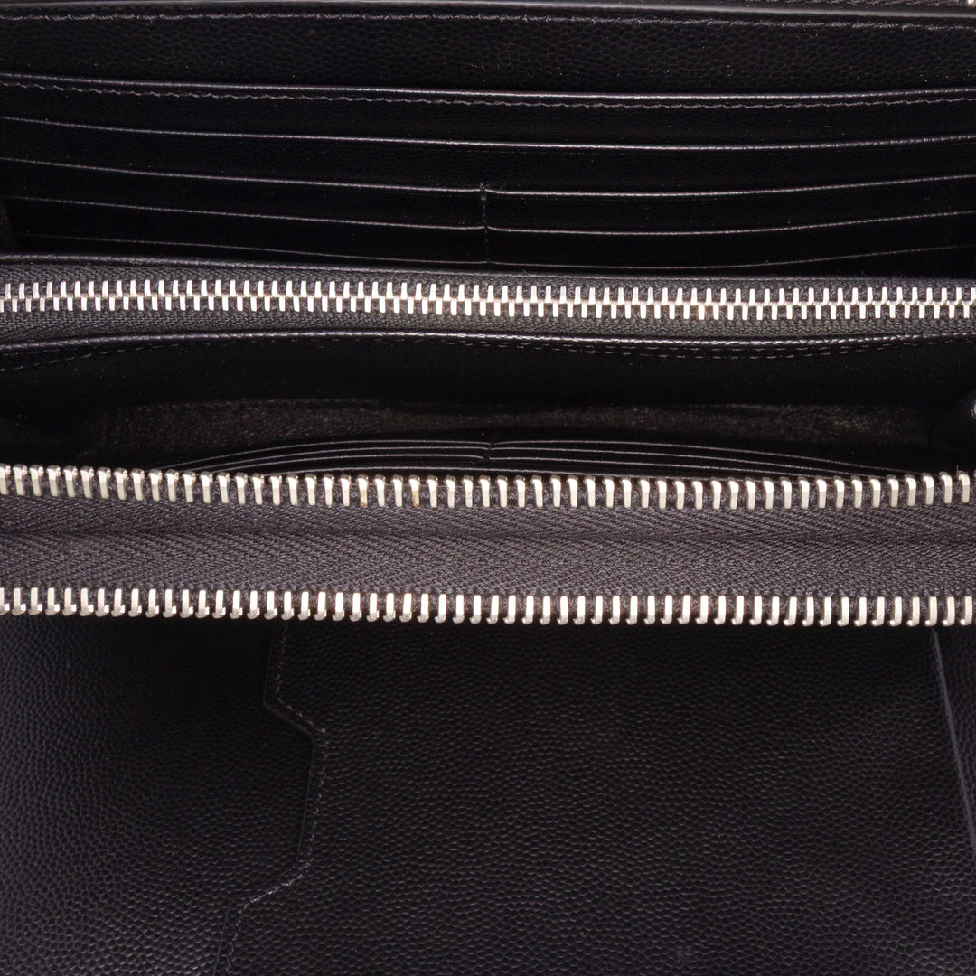 Grain De Poudre Double Zip Around Travel Organizer Wallet Black - Gaby Paris