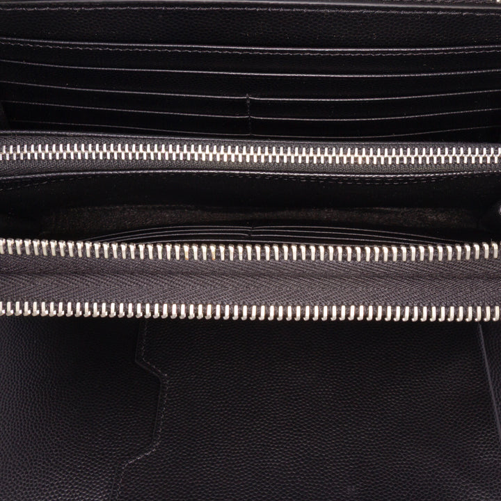 Grain De Poudre Double Zip Around Travel Organizer Wallet Black - Gaby Paris