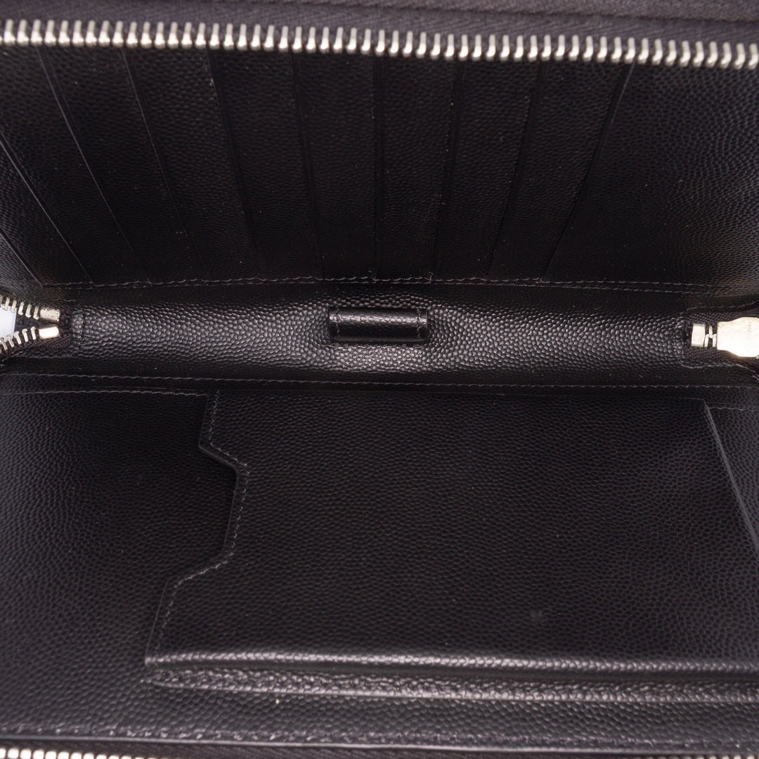 Grain De Poudre Double Zip Around Travel Organizer Wallet Black - Gaby Paris