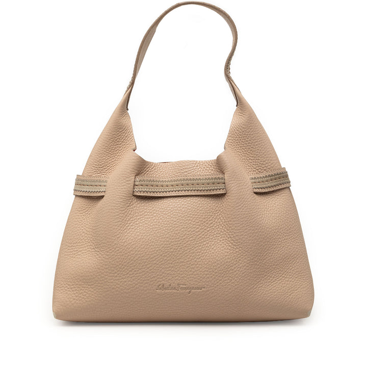 Ferragamo Grained Sac Marron – vue principale – GABY PARIS
