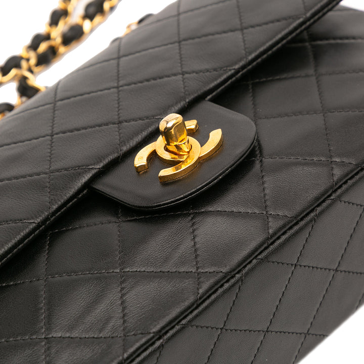 Chanel Small Classic Cuir d’agneau Double rabat Noir