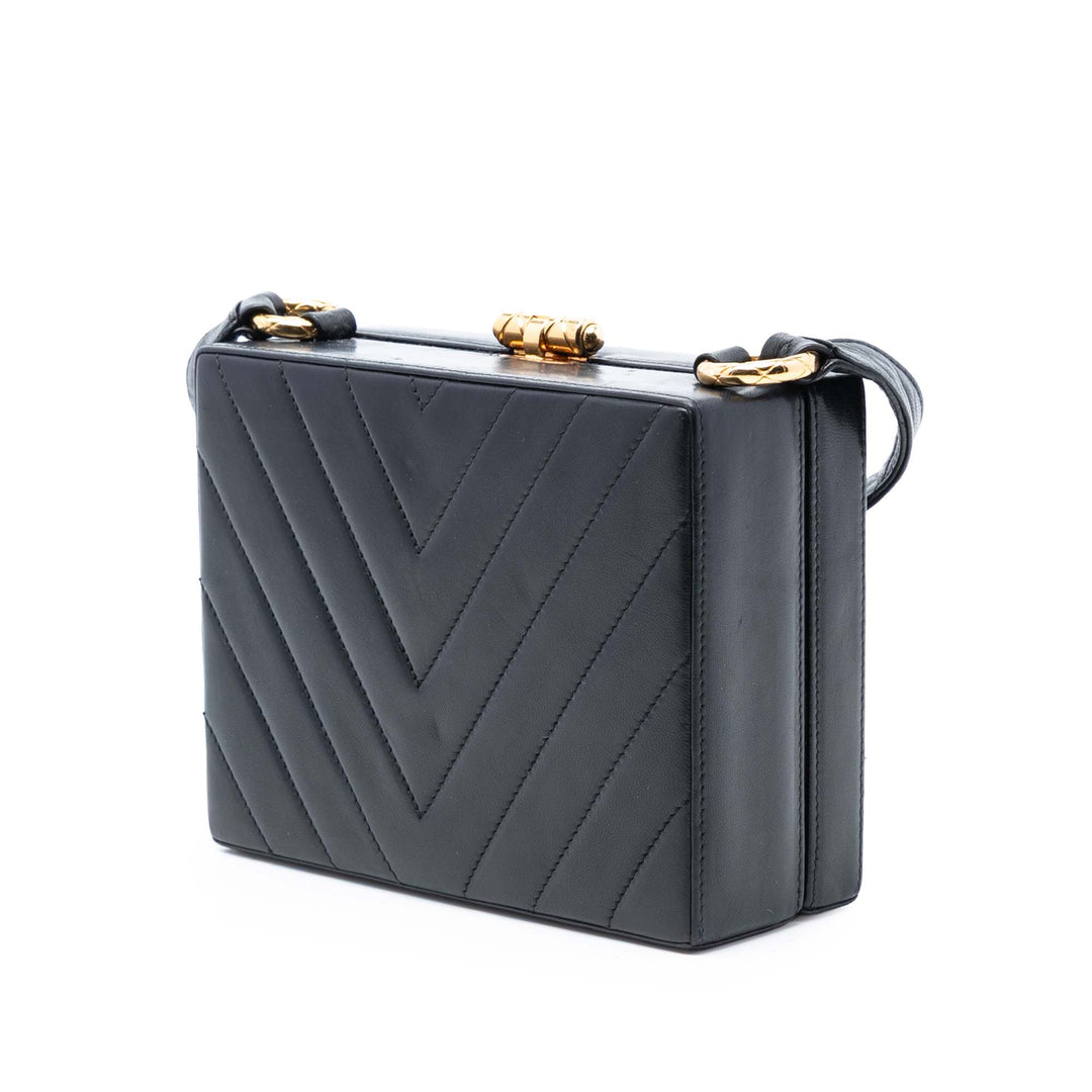 Chanel CC Matelassé Chevron Cuir d’agneau Boîte Sac porté croisé