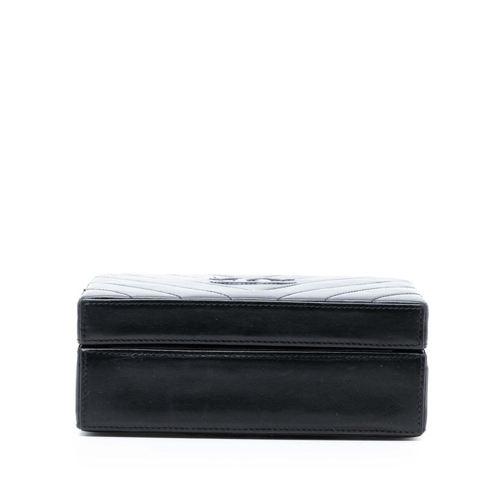 Chanel CC Matelassé Chevron Cuir d’agneau Boîte Sac porté croisé