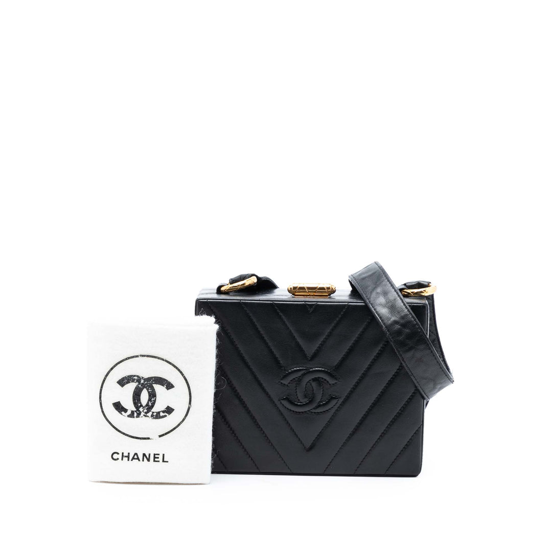 Chanel CC Matelassé Chevron Cuir d’agneau Boîte Sac porté croisé