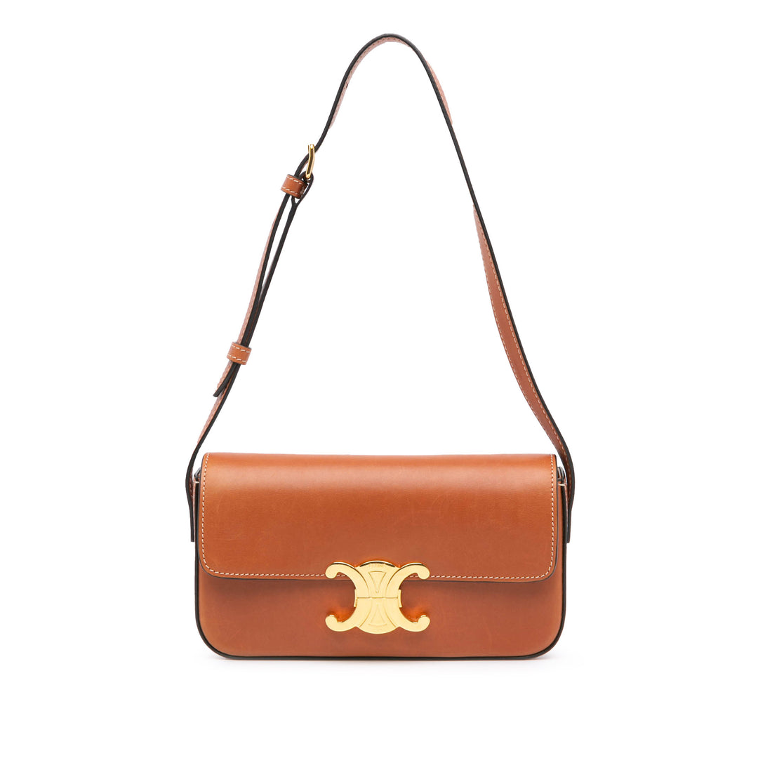 Leather Triomphe Claude Shoulder Bag Brown - Gaby Paris