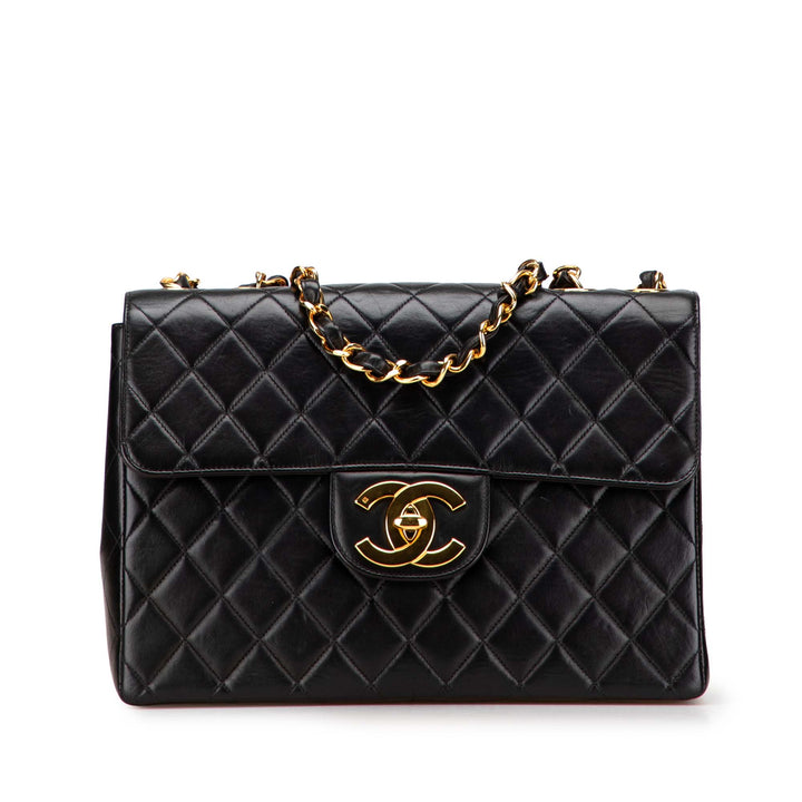 Chanel Jumbo XL Classic Cuir d’agneau Simple rabat Noir