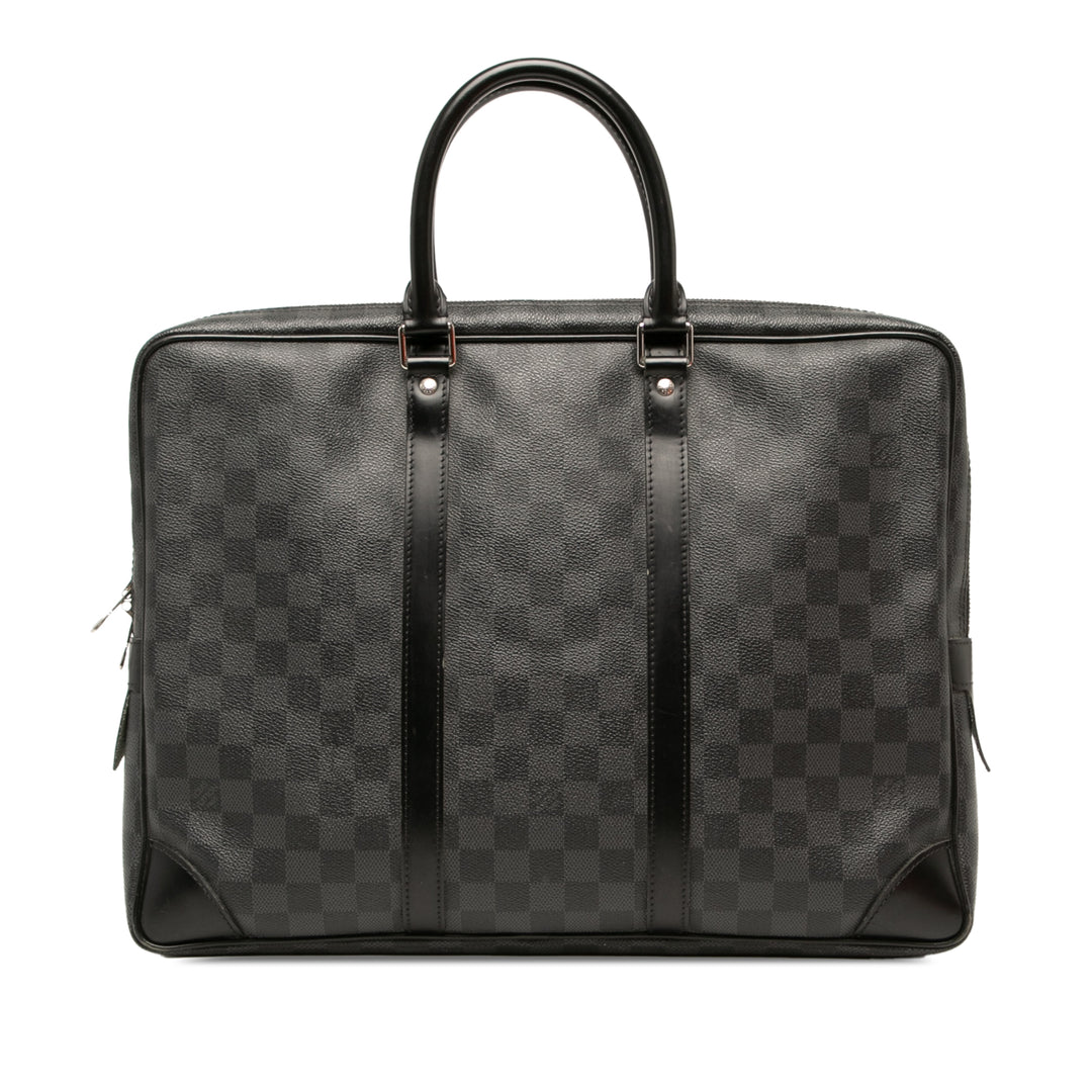 Louis Vuitton Porte-documents Porte Documents Voyage Damier Graphite PM Noir – vue principale – GABY PARIS