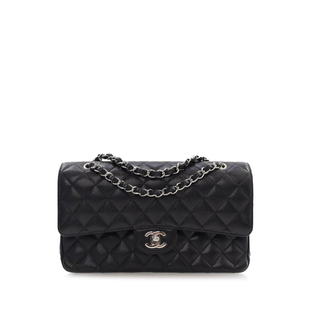 Medium Classic Caviar Double Flap Black - Gaby Paris