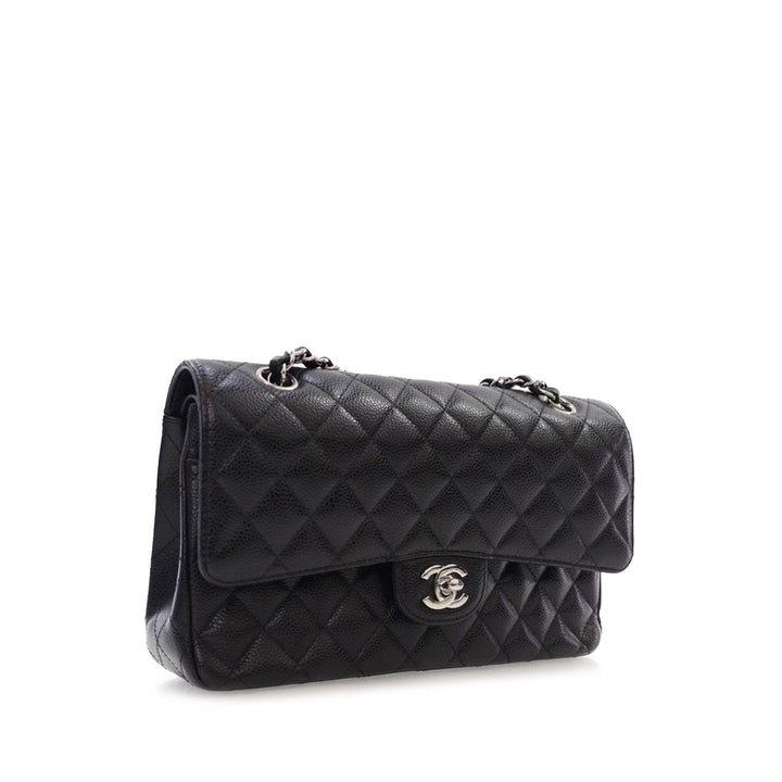 Medium Classic Caviar Double Flap Black - Gaby Paris