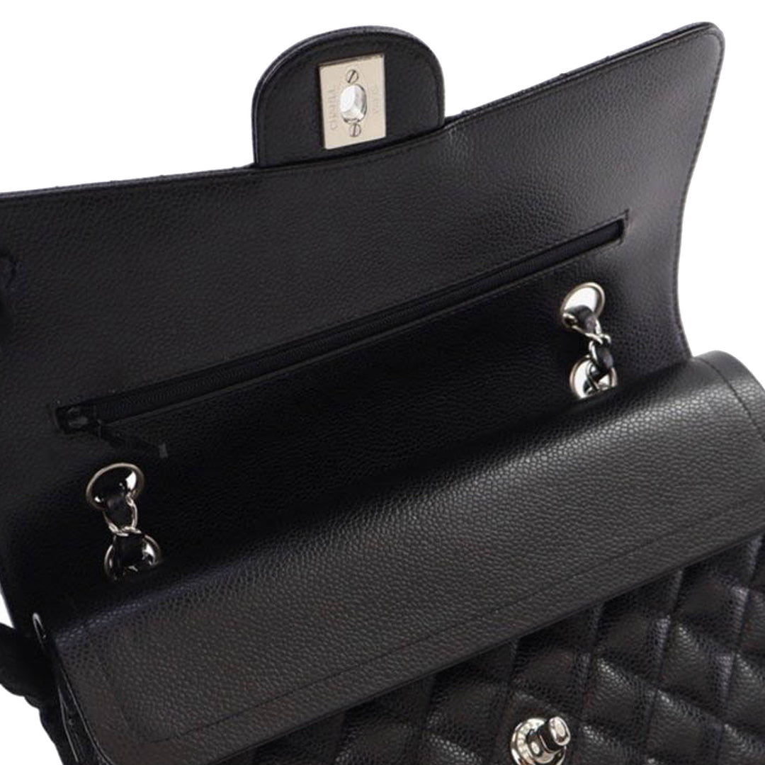 Medium Classic Caviar Double Flap Black - Gaby Paris