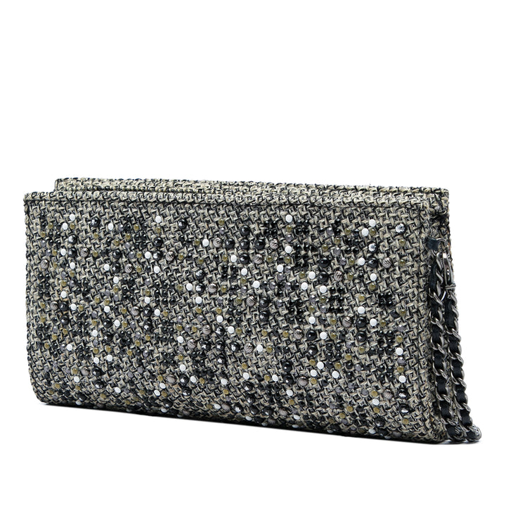Chanel Monochrome Orné Mineral Nights Pochette Wristlet Tweed Noir – vue 2 – GABY PARIS