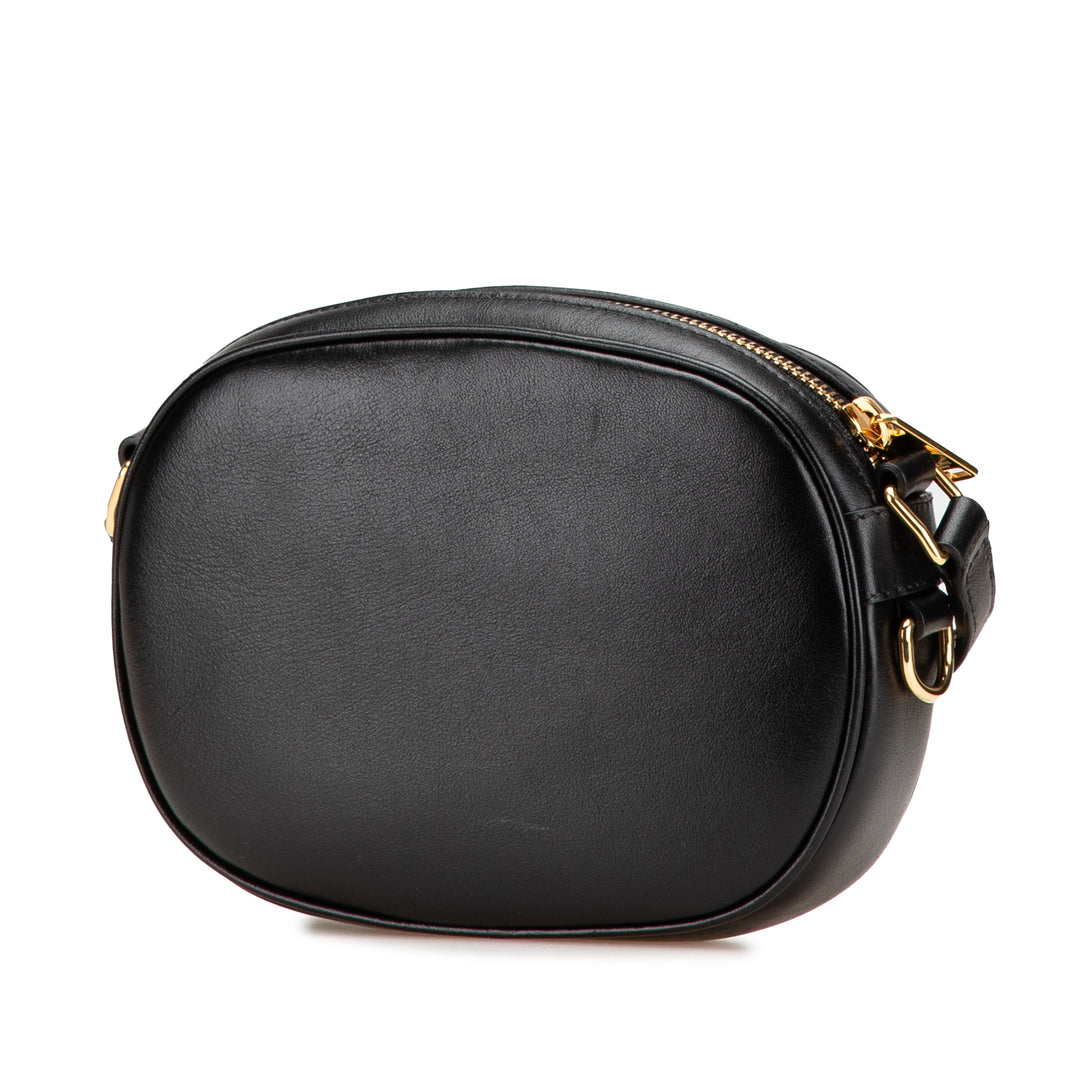 Quilted Calfskin C Charm Crossbody Black - Gaby Paris
