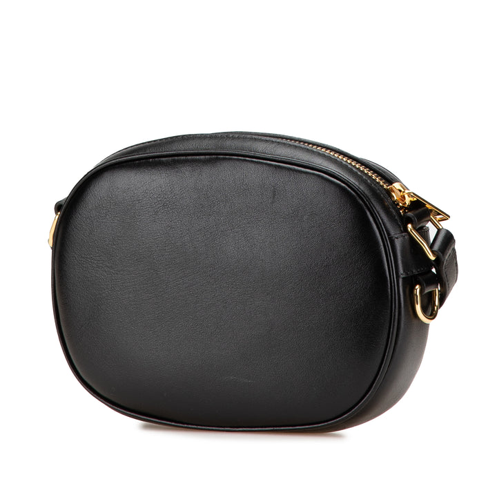 Quilted Calfskin C Charm Crossbody Black - Gaby Paris