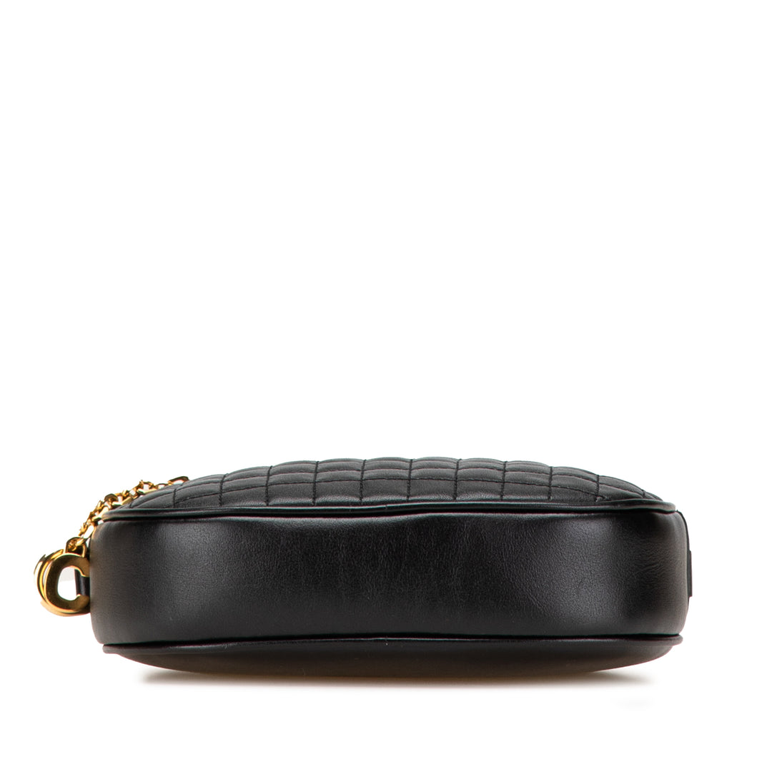 Quilted Calfskin C Charm Crossbody Black - Gaby Paris