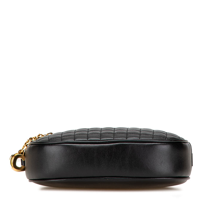 Quilted Calfskin C Charm Crossbody Black - Gaby Paris