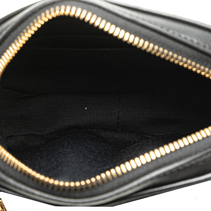 Quilted Calfskin C Charm Crossbody Black - Gaby Paris