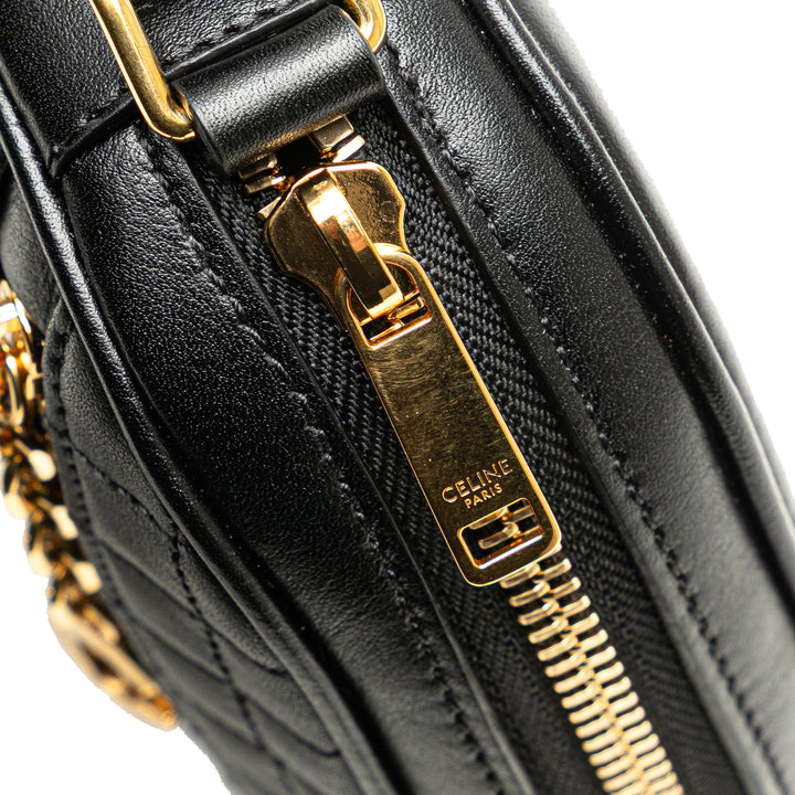 Quilted Calfskin C Charm Crossbody Black - Gaby Paris