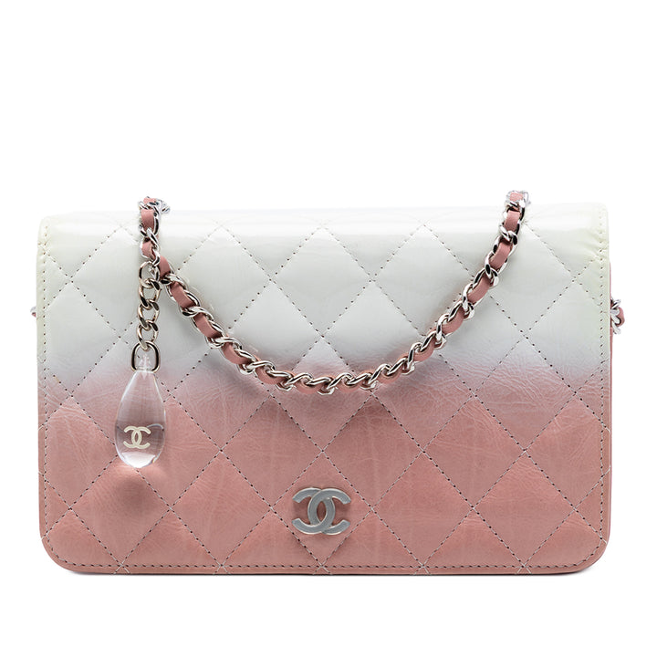 Chanel Ombre Cuir verni et vieilli Cuir de veau Cristal Wallet on Chain