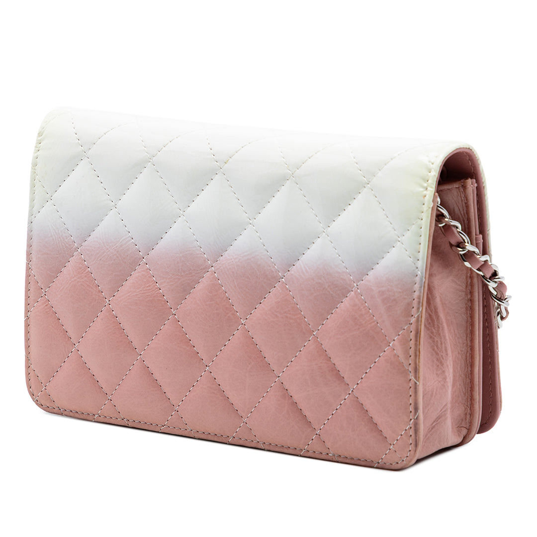 Chanel Ombre Cuir verni et vieilli Cuir de veau Cristal Wallet on Chain