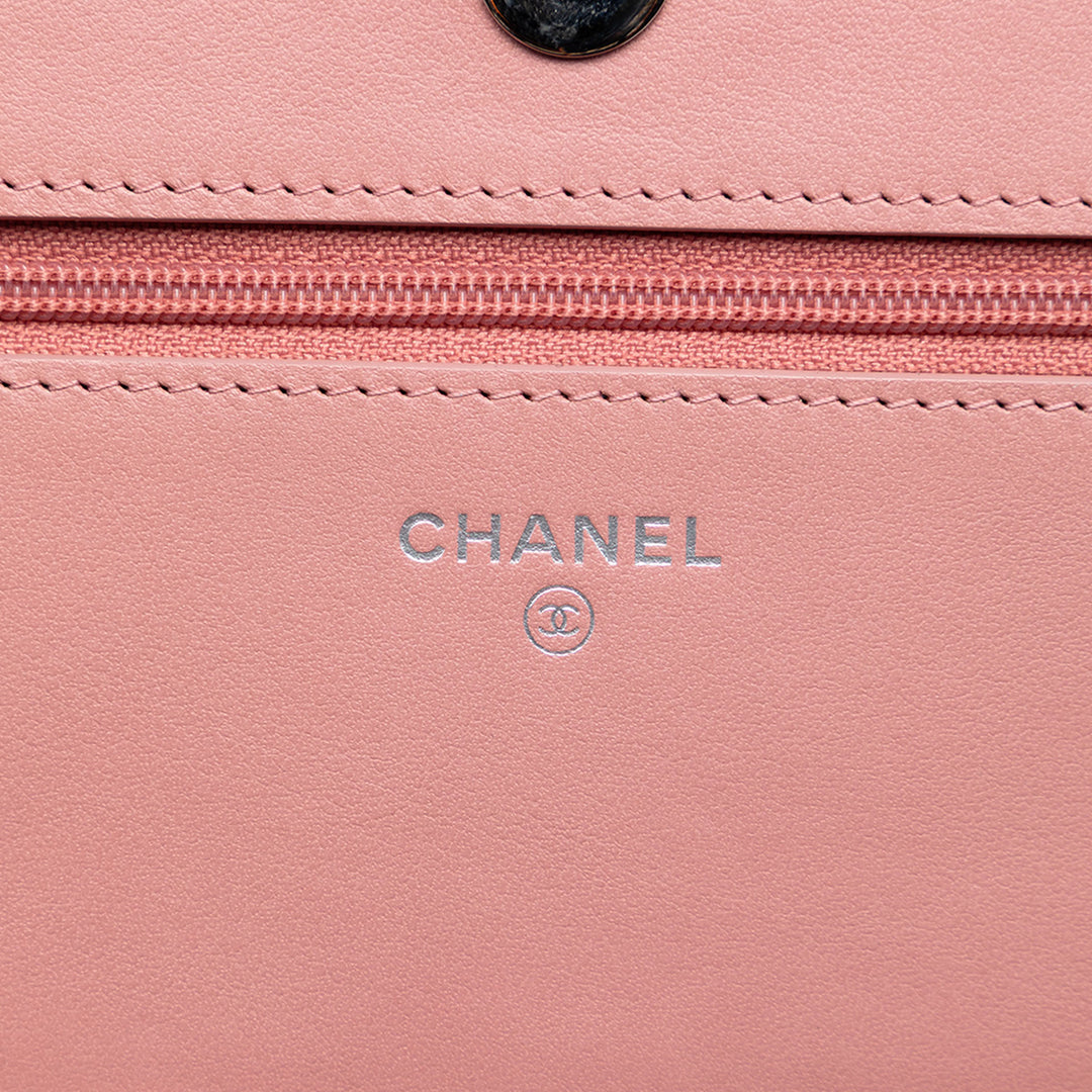 Chanel Ombre Cuir verni et vieilli Cuir de veau Cristal Wallet on Chain