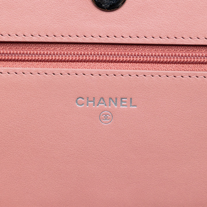Chanel Ombre Cuir verni et vieilli Cuir de veau Cristal Wallet on Chain