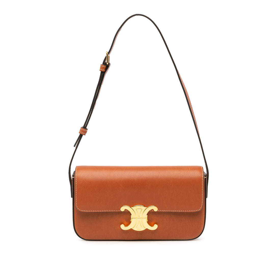 Leather Triomphe Claude Shoulder Bag Brown - Gaby Paris