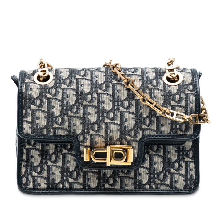 Dior Oblique Toile CD Lock Chain à rabat Sac porté croisé