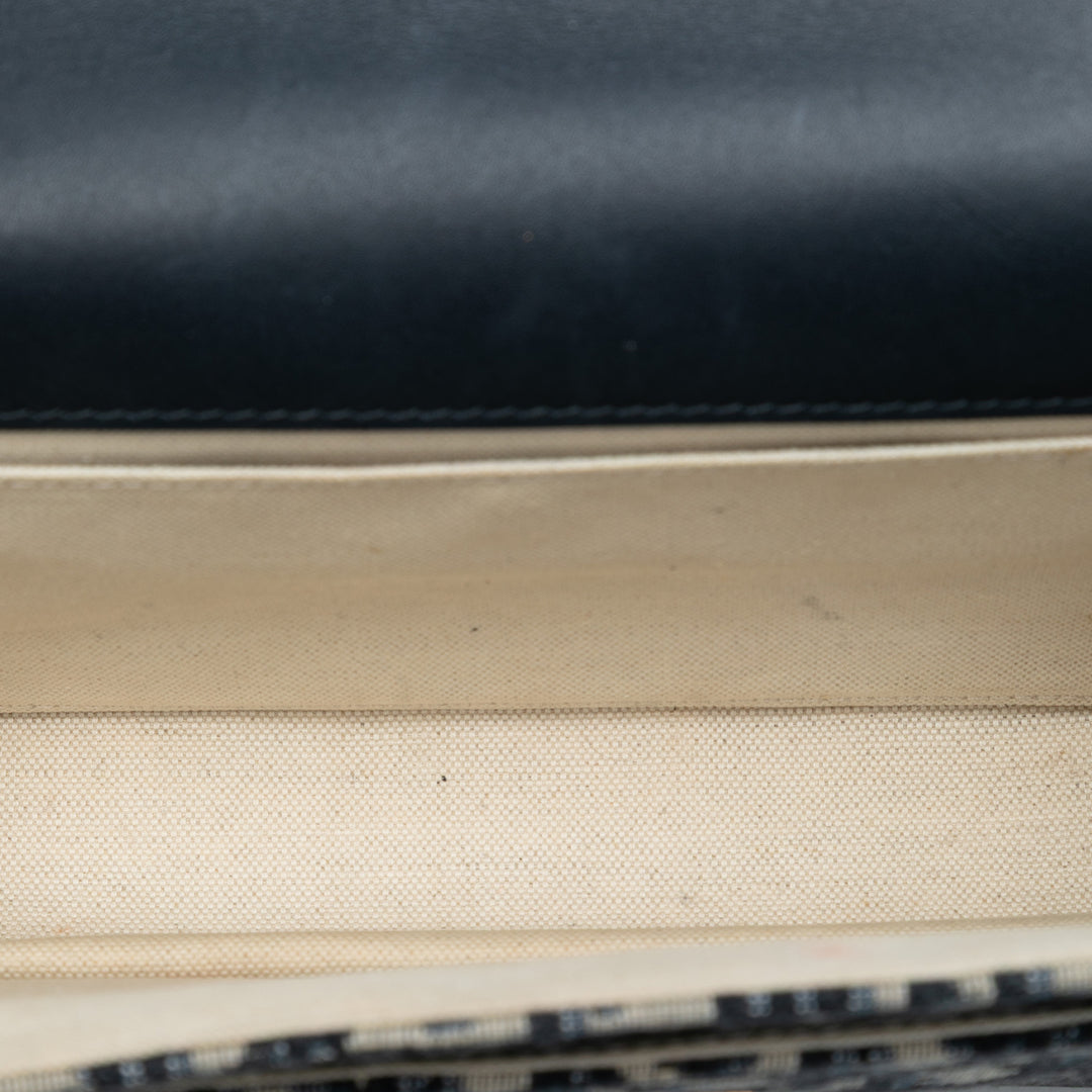 Dior Oblique Toile CD Lock Chain à rabat Sac porté croisé