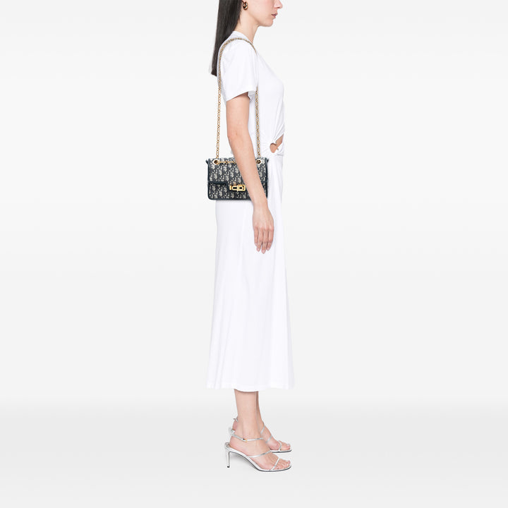 Dior Oblique Toile CD Lock Chain à rabat Sac porté croisé