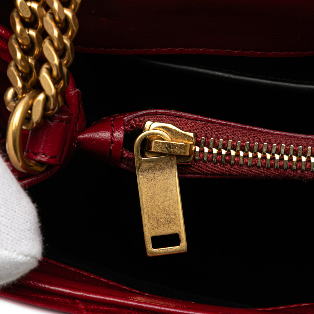 Saint Laurent Small Velours Monogram Matelasse LouLou Sac bandoulière Rouge