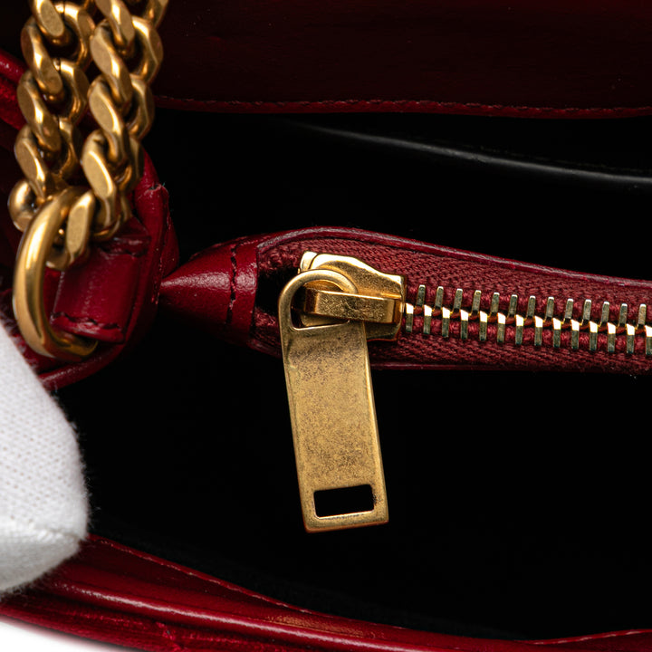 Saint Laurent Small Velours Monogram Matelasse LouLou Sac bandoulière Rouge