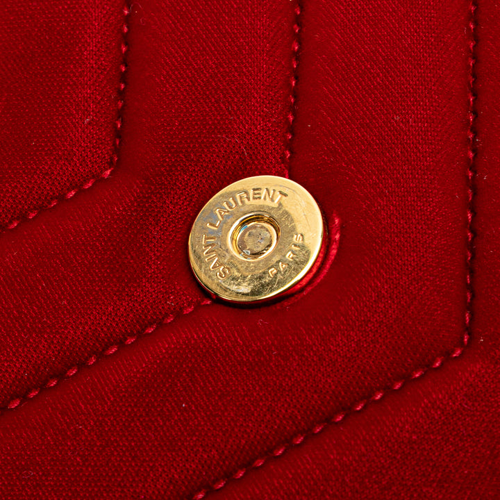 Saint Laurent Small Velours Monogram Matelasse LouLou Sac bandoulière Rouge