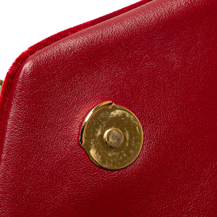 Saint Laurent Small Velours Monogram Matelasse LouLou Sac bandoulière Rouge