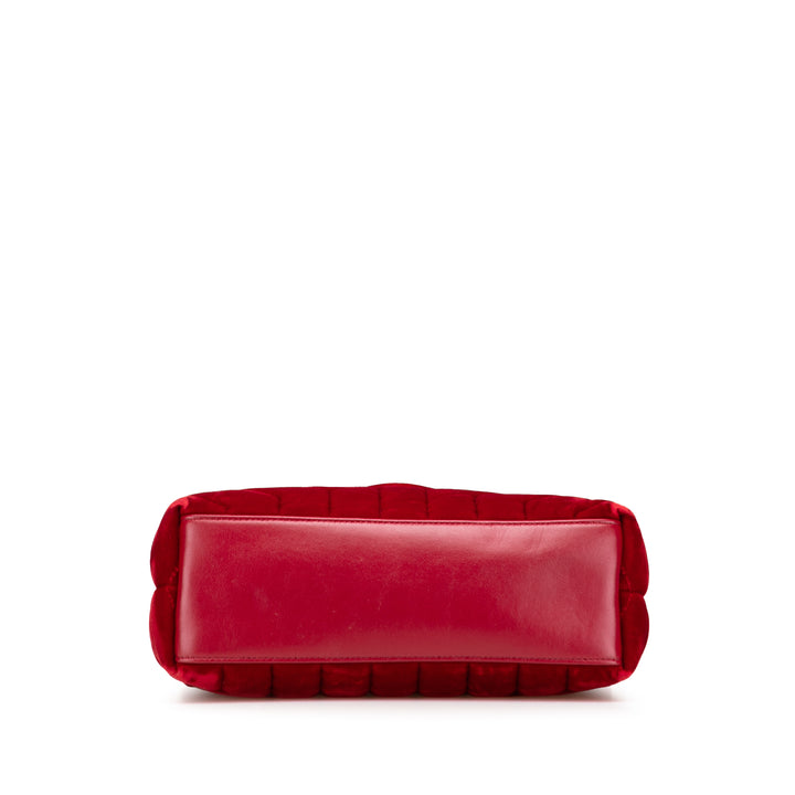 Saint Laurent Small Velours Monogram Matelasse LouLou Sac bandoulière Rouge