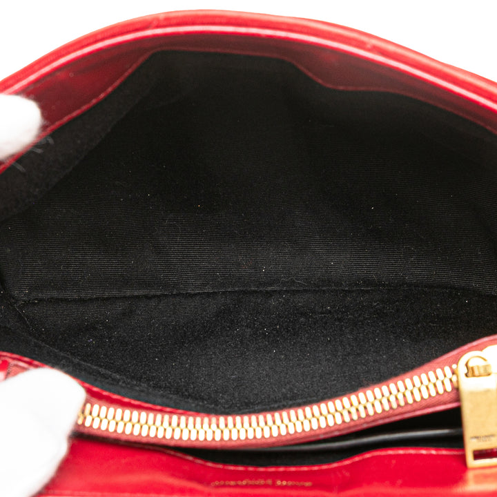 Saint Laurent Small Velours Monogram Matelasse LouLou Sac bandoulière Rouge