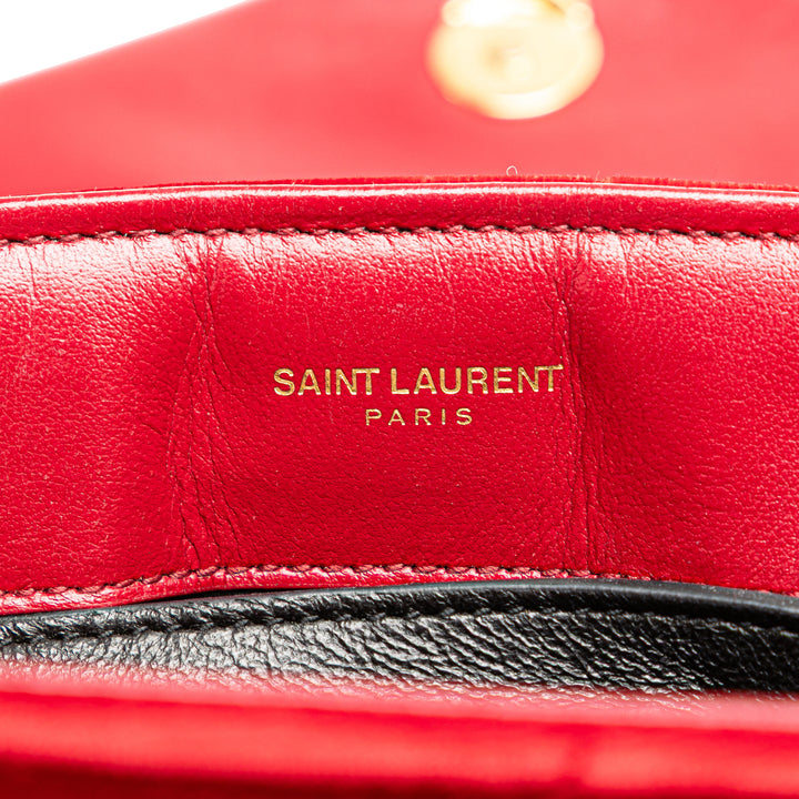 Saint Laurent Small Velours Monogram Matelasse LouLou Sac bandoulière Rouge