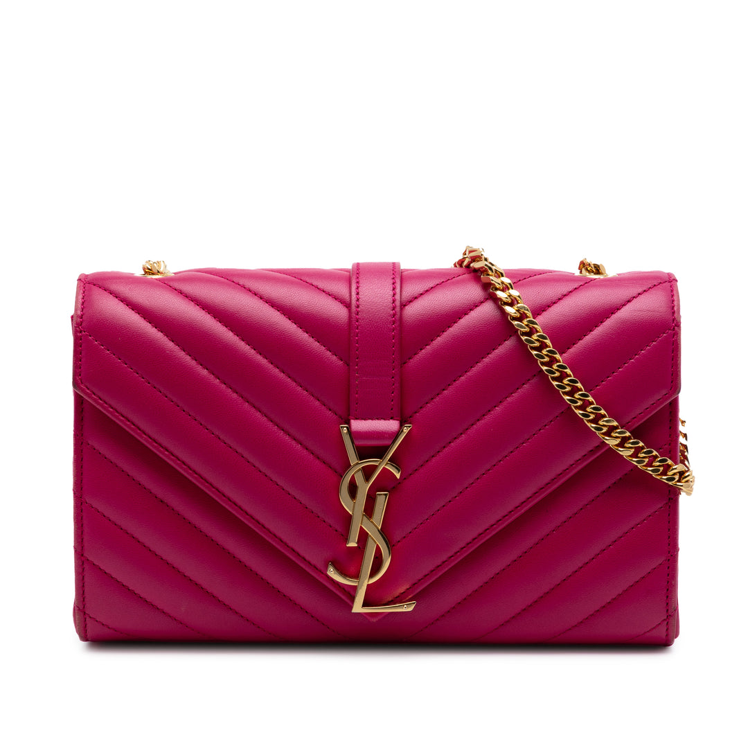 Saint Laurent Small Chevron Cuir de veau Monogram Sac enveloppe