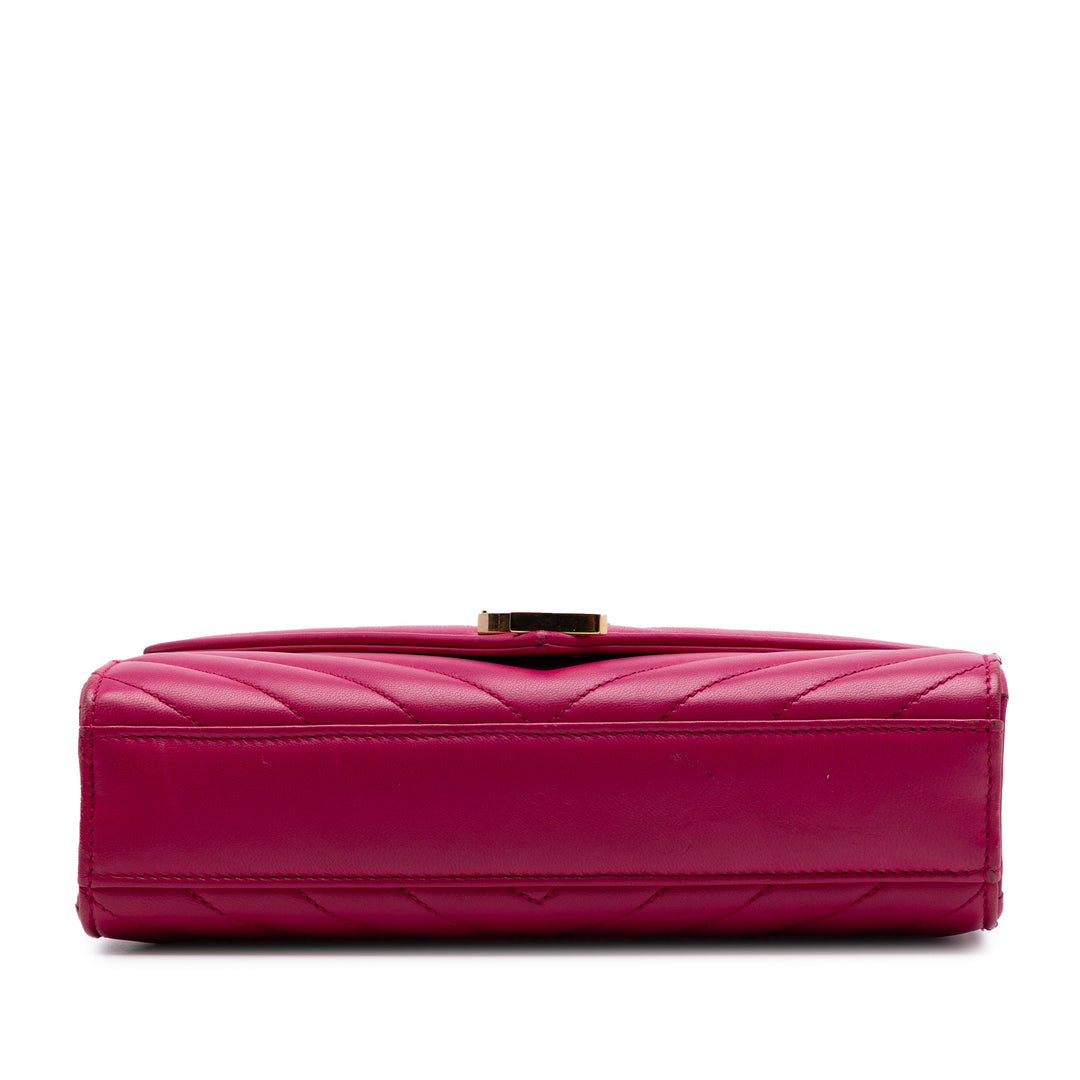 Saint Laurent Small Chevron Cuir de veau Monogram Sac enveloppe