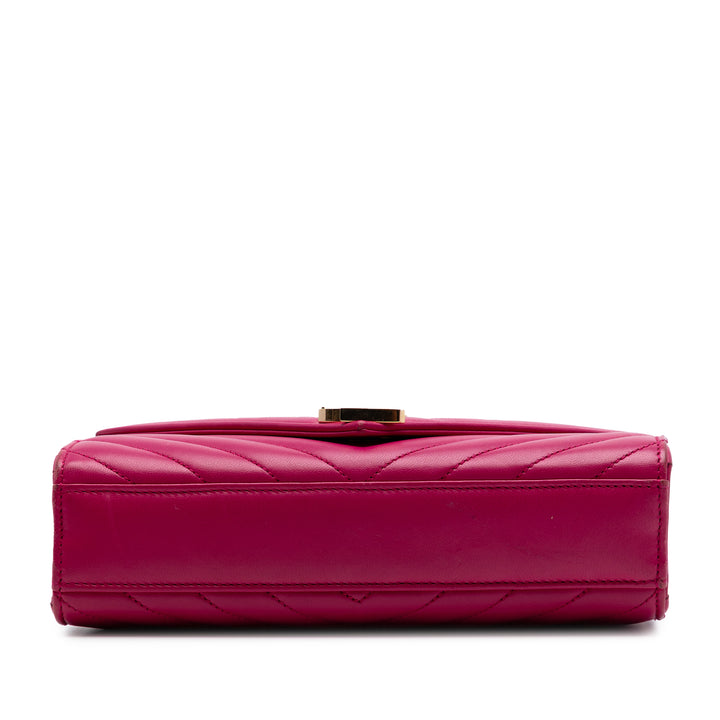 Saint Laurent Small Chevron Cuir de veau Monogram Sac enveloppe