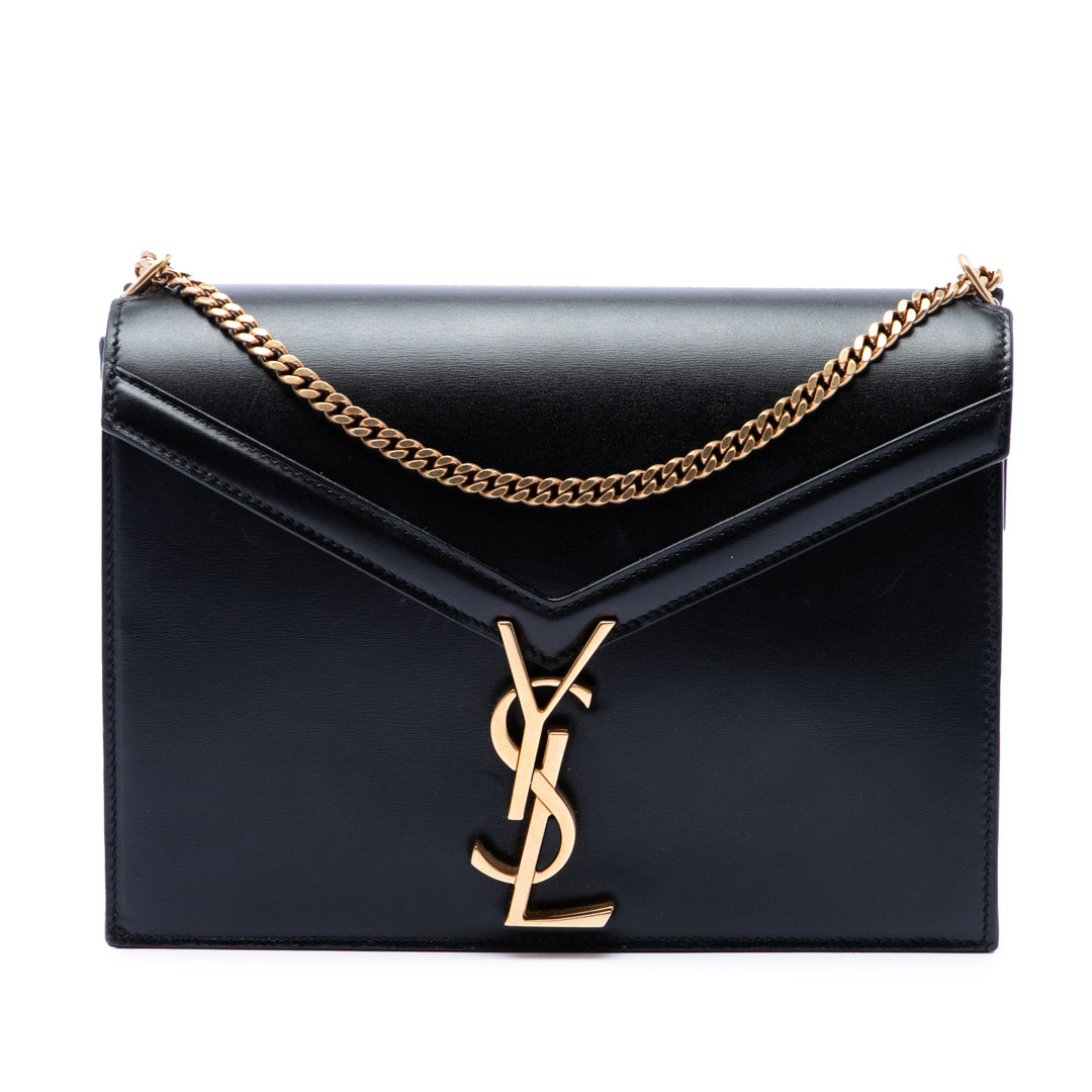 Saint Laurent Cassandra Fermoir Sac Cuir de veau lisse Noir – vue principale – GABY PARIS