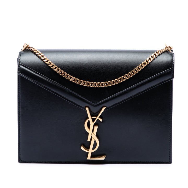 Saint Laurent Cassandra Fermoir Sac Cuir de veau lisse Noir – vue principale – GABY PARIS