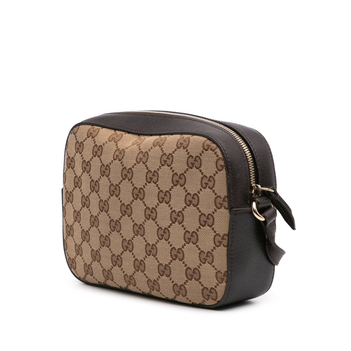 GG Canvas Webby Bee Camera Bag Brown - Gaby Paris