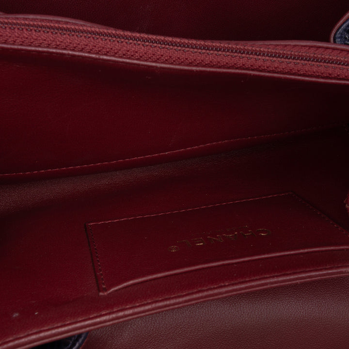 CC Crackled Glazed Calfskin Accordion Flap Blue - Gaby Paris