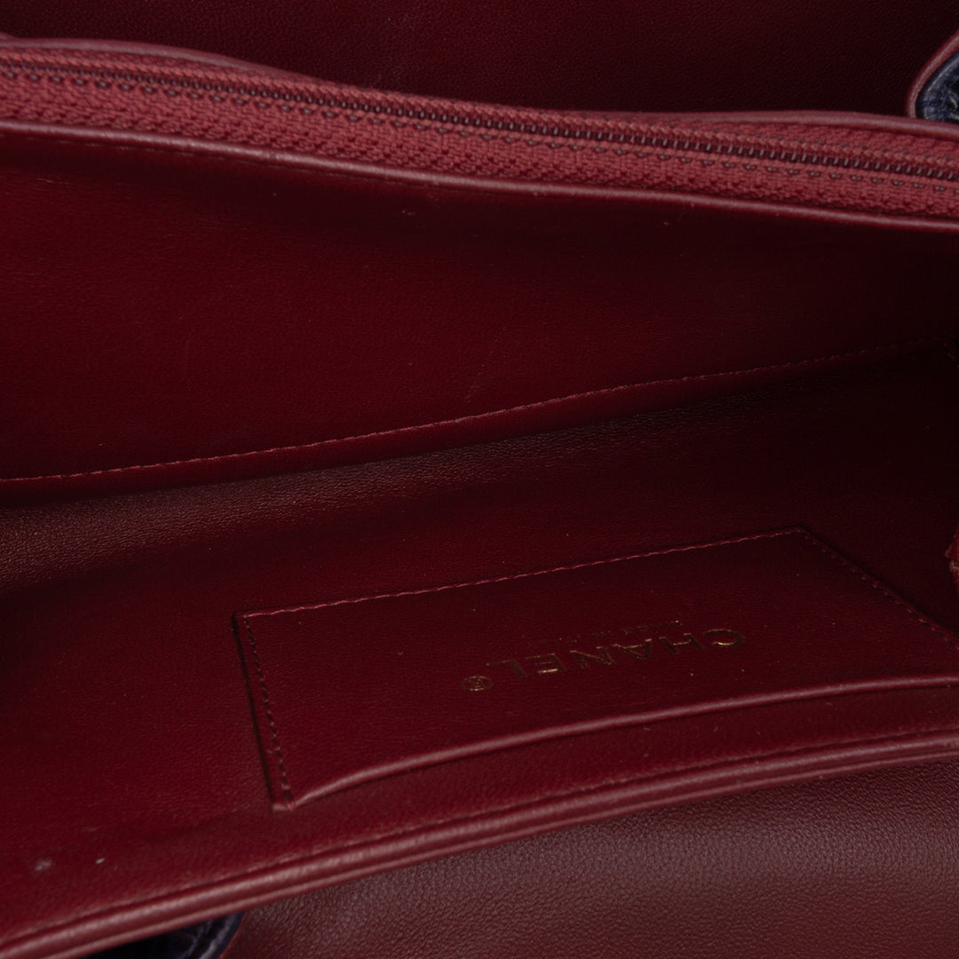 CC Crackled Glazed Calfskin Accordion Flap Blue - Gaby Paris