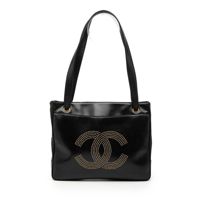 Chanel CC clouté Logo Cabas Cuir d'agneau