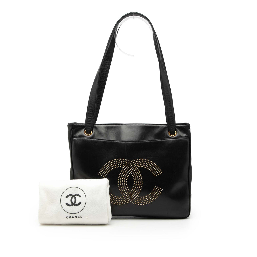 Chanel CC clouté Logo Cabas Cuir d'agneau