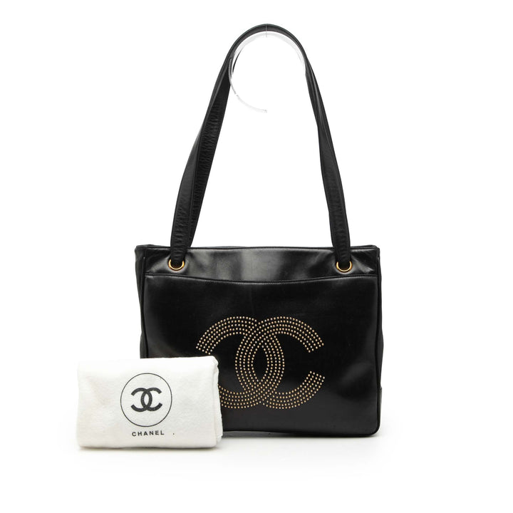 Chanel CC clouté Logo Cabas Cuir d'agneau