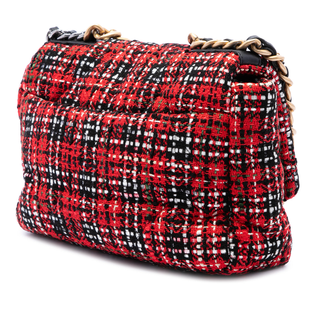 Chanel 19 à rabat Moyen Tweed Rouge – vue 2 – GABY PARIS