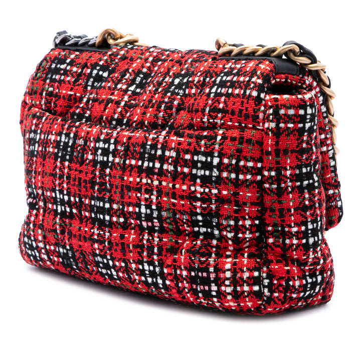 Chanel 19 à rabat Moyen Tweed Rouge – vue 2 – GABY PARIS